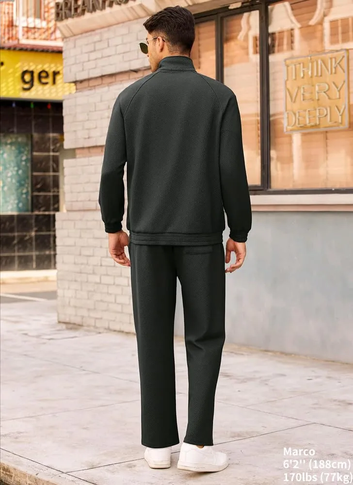 COOFANDY Men's Tracksuit 2 Piece Relaxed Fit Half-zip Sweatsuits Athletic Running Jogging Suit Sets