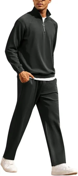 COOFANDY Men's Tracksuit 2 Piece Relaxed Fit Half-zip Sweatsuits Athletic Running Jogging Suit Sets