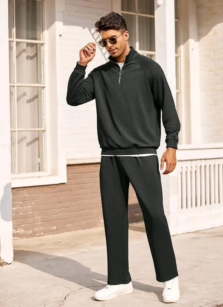 COOFANDY Men's Tracksuit 2 Piece Relaxed Fit Half-zip Sweatsuits Athletic Running Jogging Suit Sets
