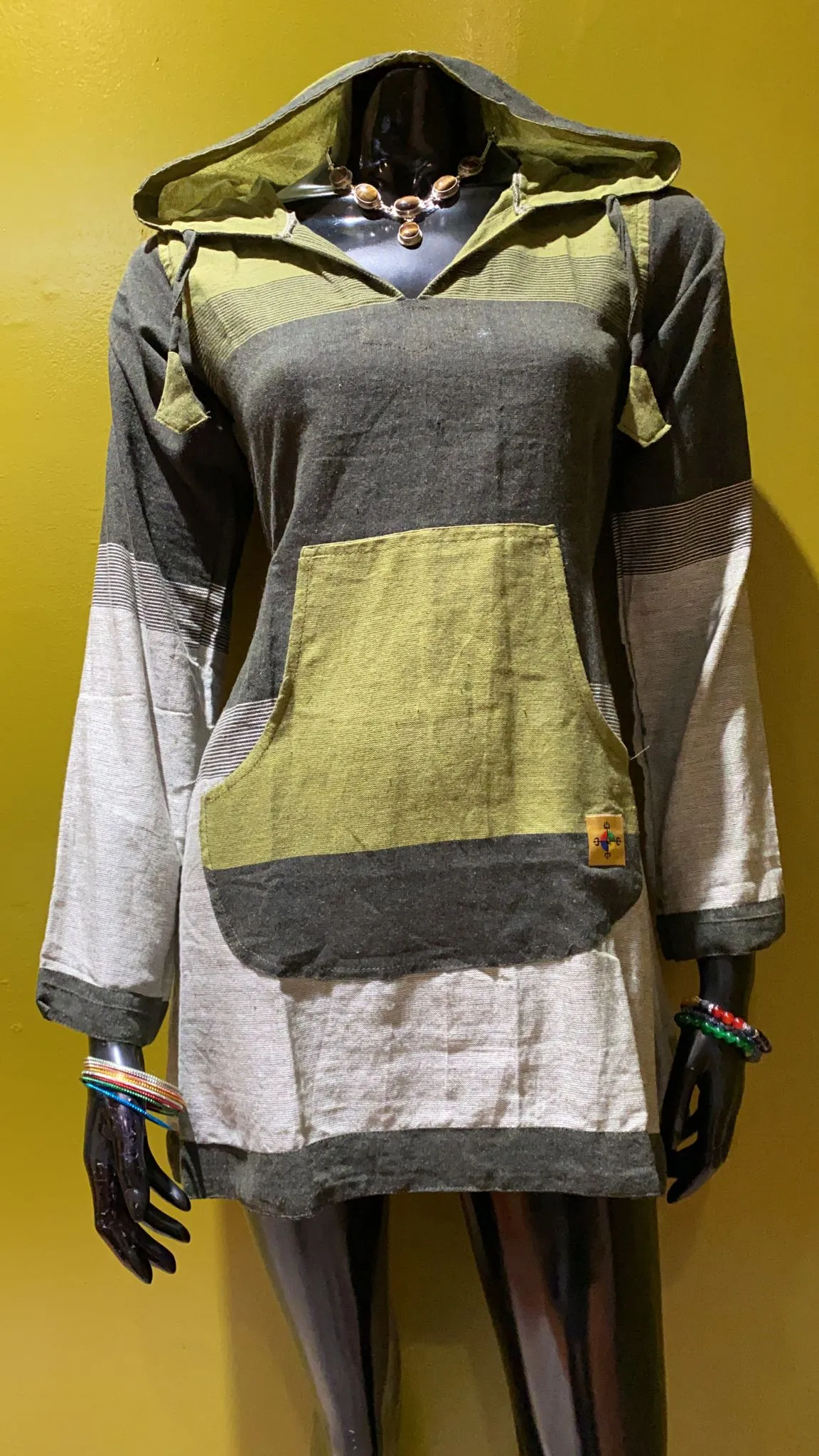 Cotton Front Pocket Long-Sleeve Hoodie Dress  – Prepack of 4 Sizes - Tri Color