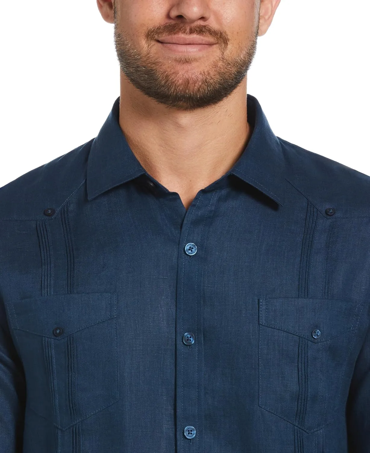 Cubavera Men's 100% Linen Four-Pocket Long Sleeve Guayabera Shirt, Pintuck Detail, Relaxed Fit (Available in Big & Tall)
