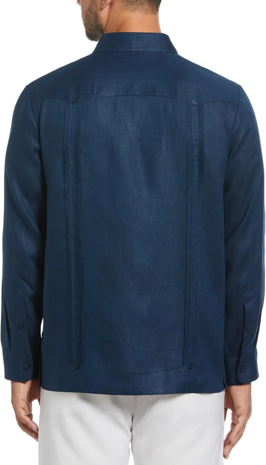 Cubavera Men's 100% Linen Four-Pocket Long Sleeve Guayabera Shirt, Pintuck Detail, Relaxed Fit (Available in Big & Tall)