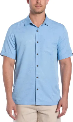 Cubavera Men's Two-Tone One Pocket Floral Print Short Sleeve Button-Down Shirt