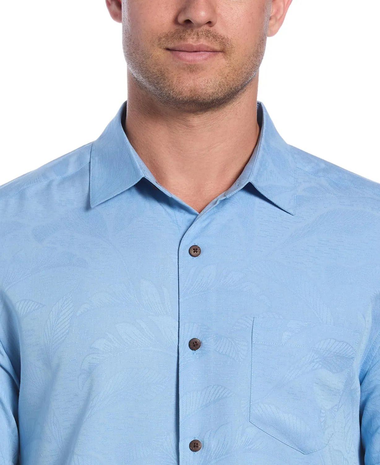 Cubavera Men's Two-Tone One Pocket Floral Print Short Sleeve Button-Down Shirt