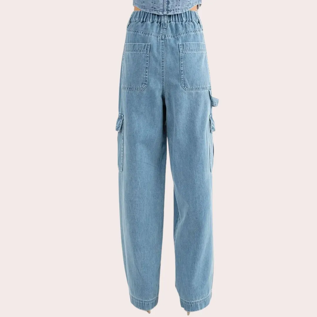 Denim Cargo Pants (Denim)