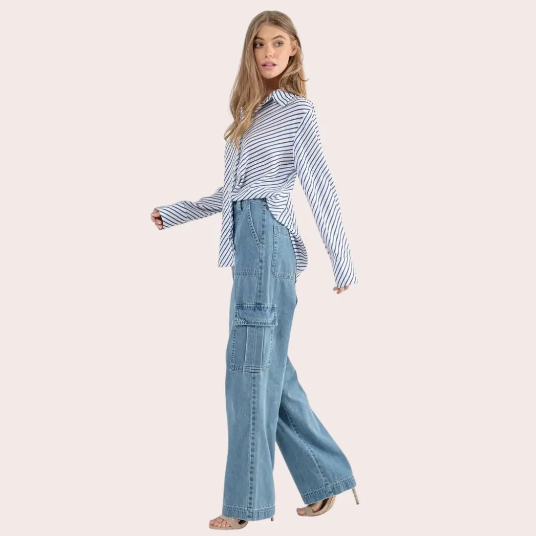 Denim Cargo Pants (Denim)