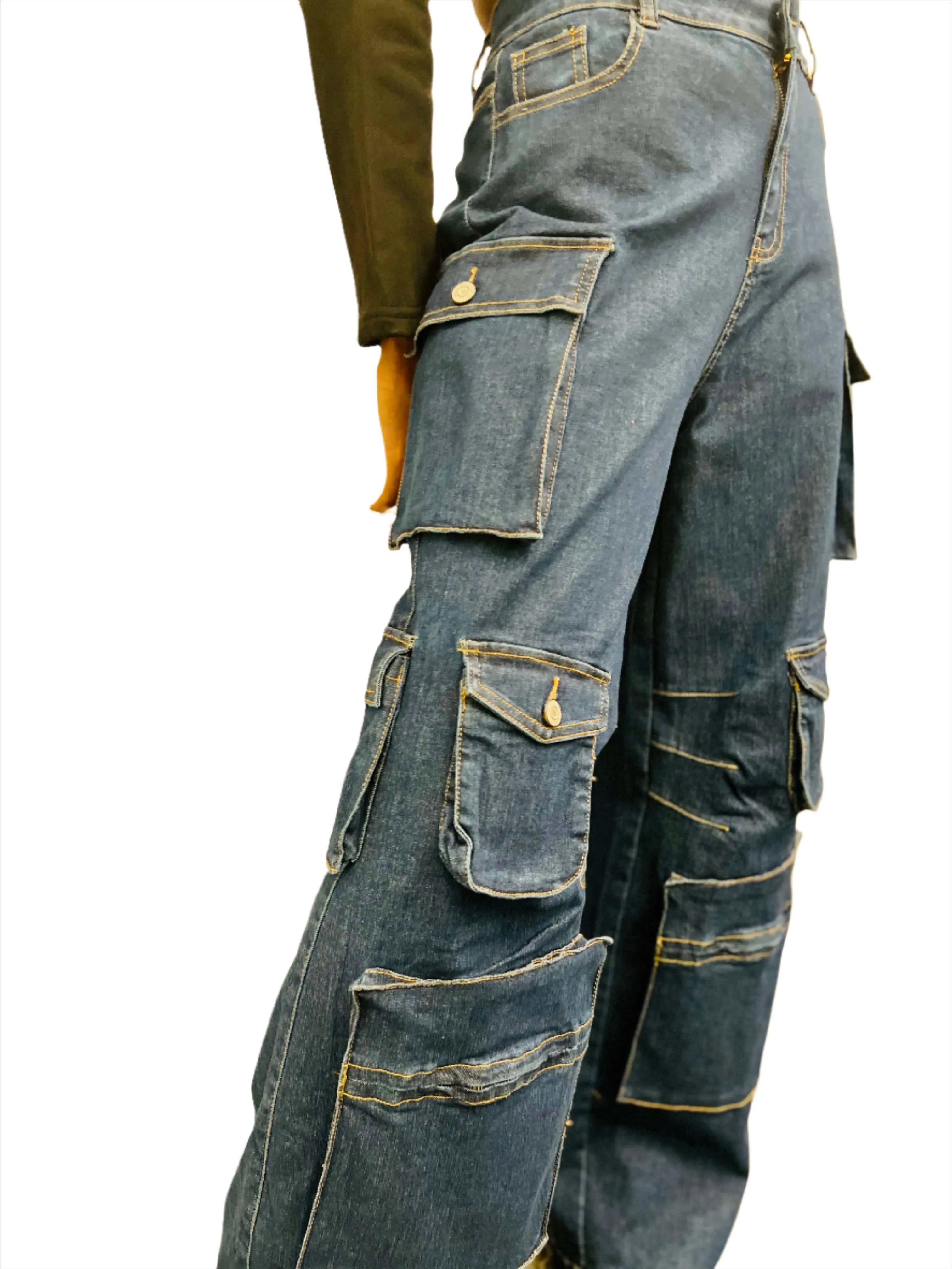 Denim cargo pants