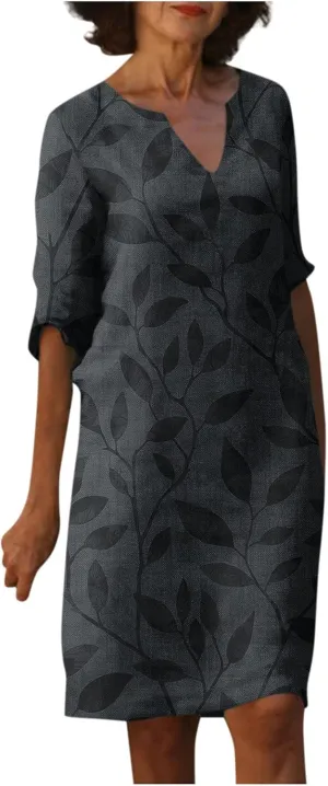 Dresses for Women Fashion Summer Polka Dot Printed Dresses Casual Comfy V-Neck Half Sleeve Fitted Dresses