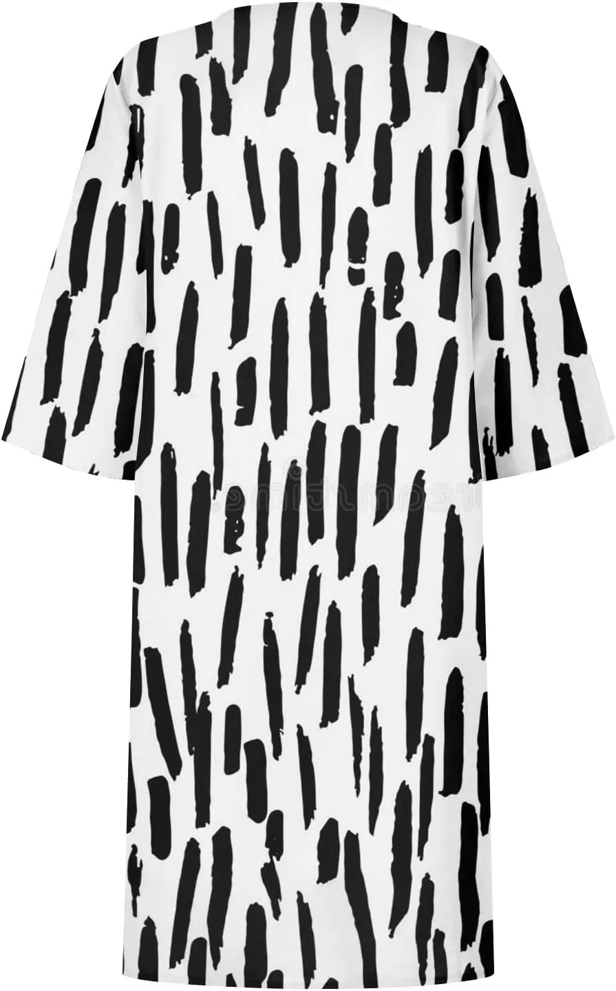Dresses for Women Fashion Summer Polka Dot Printed Dresses Casual Comfy V-Neck Half Sleeve Fitted Dresses