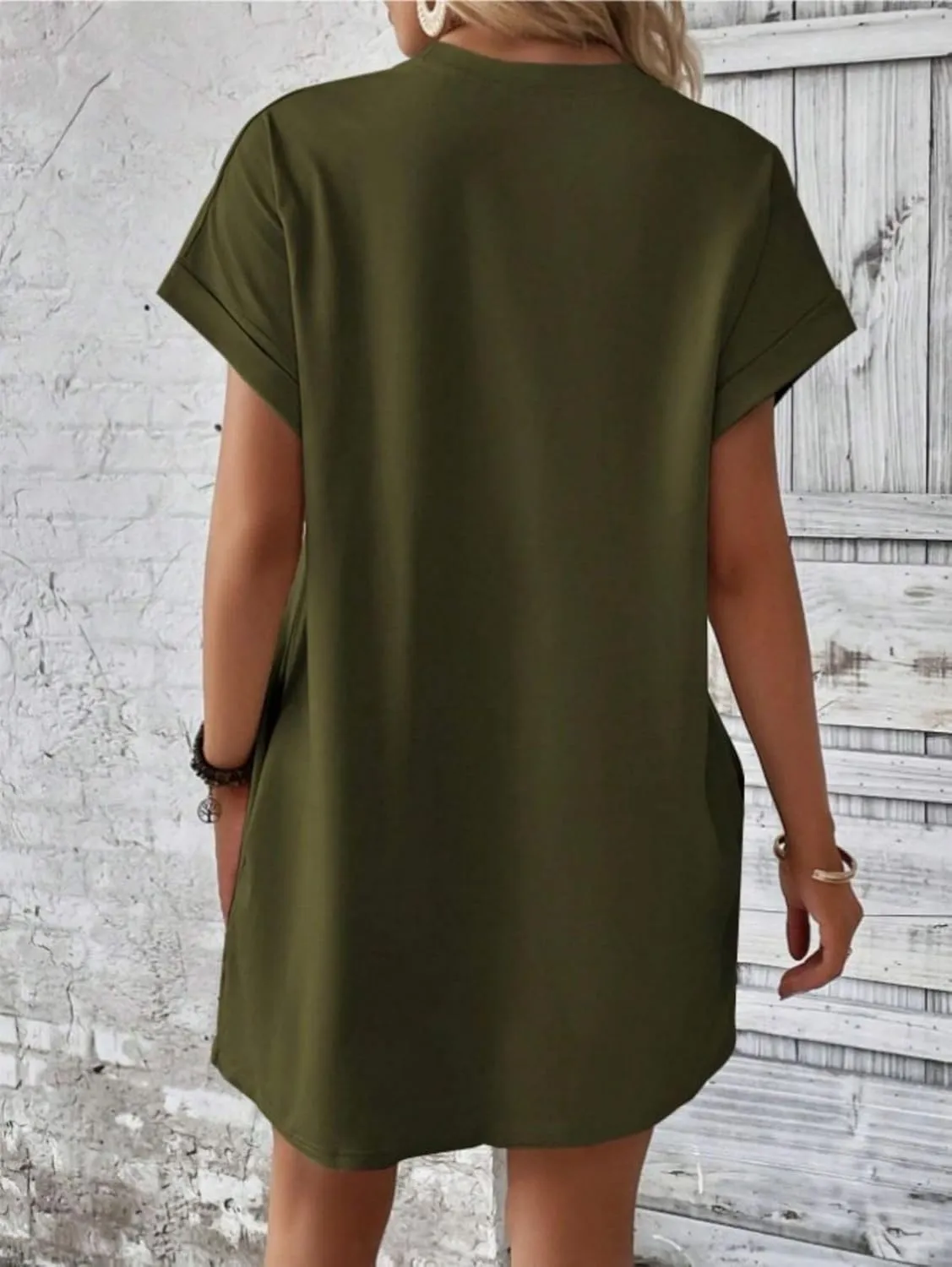 Dresses for Women Summer Batwing Sleeve Crew Neck Mini Dress Solid Color Casual Dressy Sundress Loose Fit Dresses