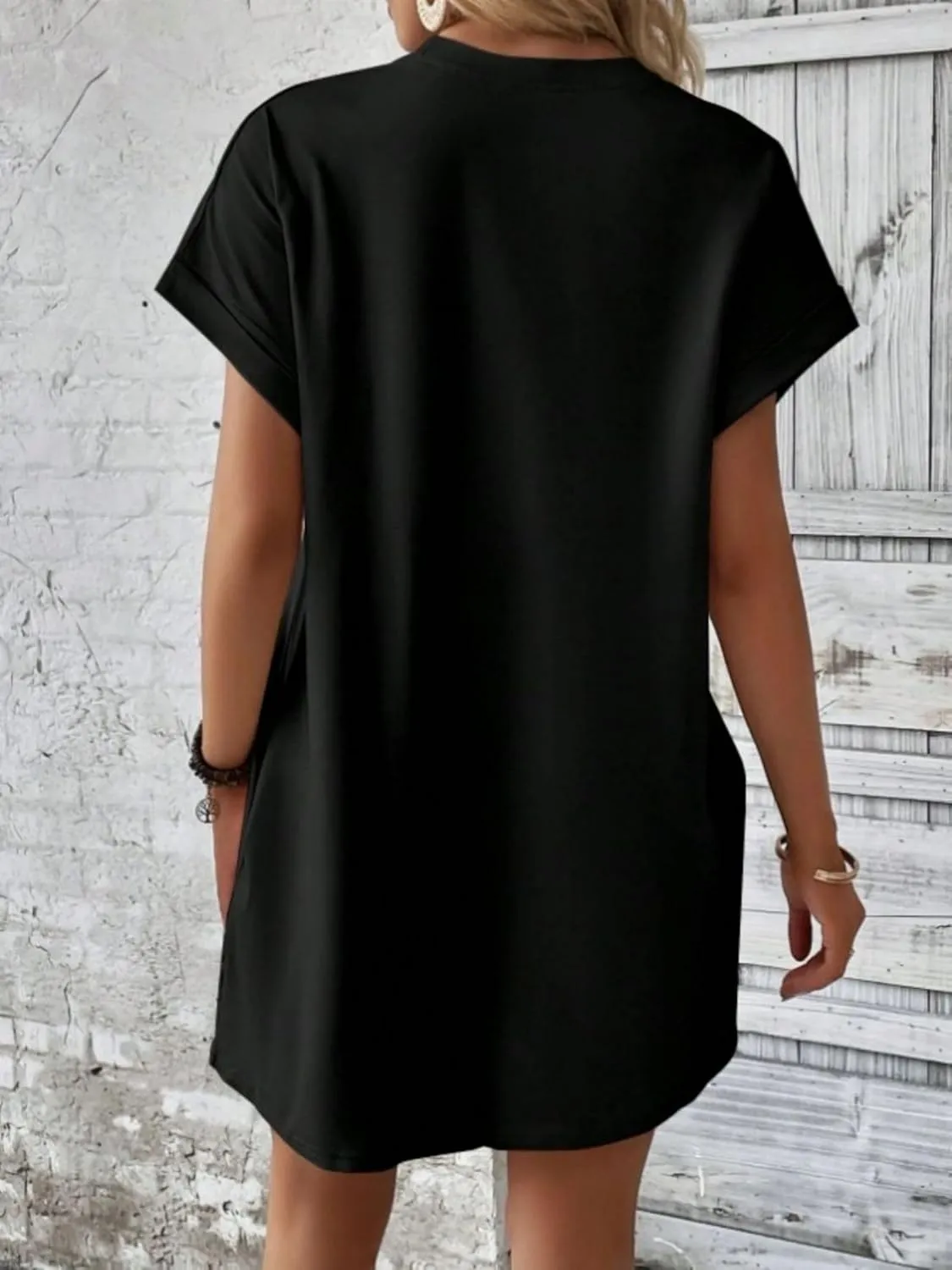 Dresses for Women Summer Batwing Sleeve Crew Neck Mini Dress Solid Color Casual Dressy Sundress Loose Fit Dresses