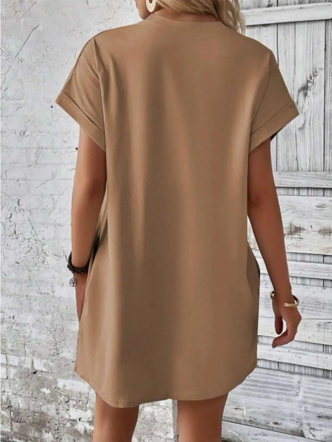 Dresses for Women Summer Batwing Sleeve Crew Neck Mini Dress Solid Color Casual Dressy Sundress Loose Fit Dresses