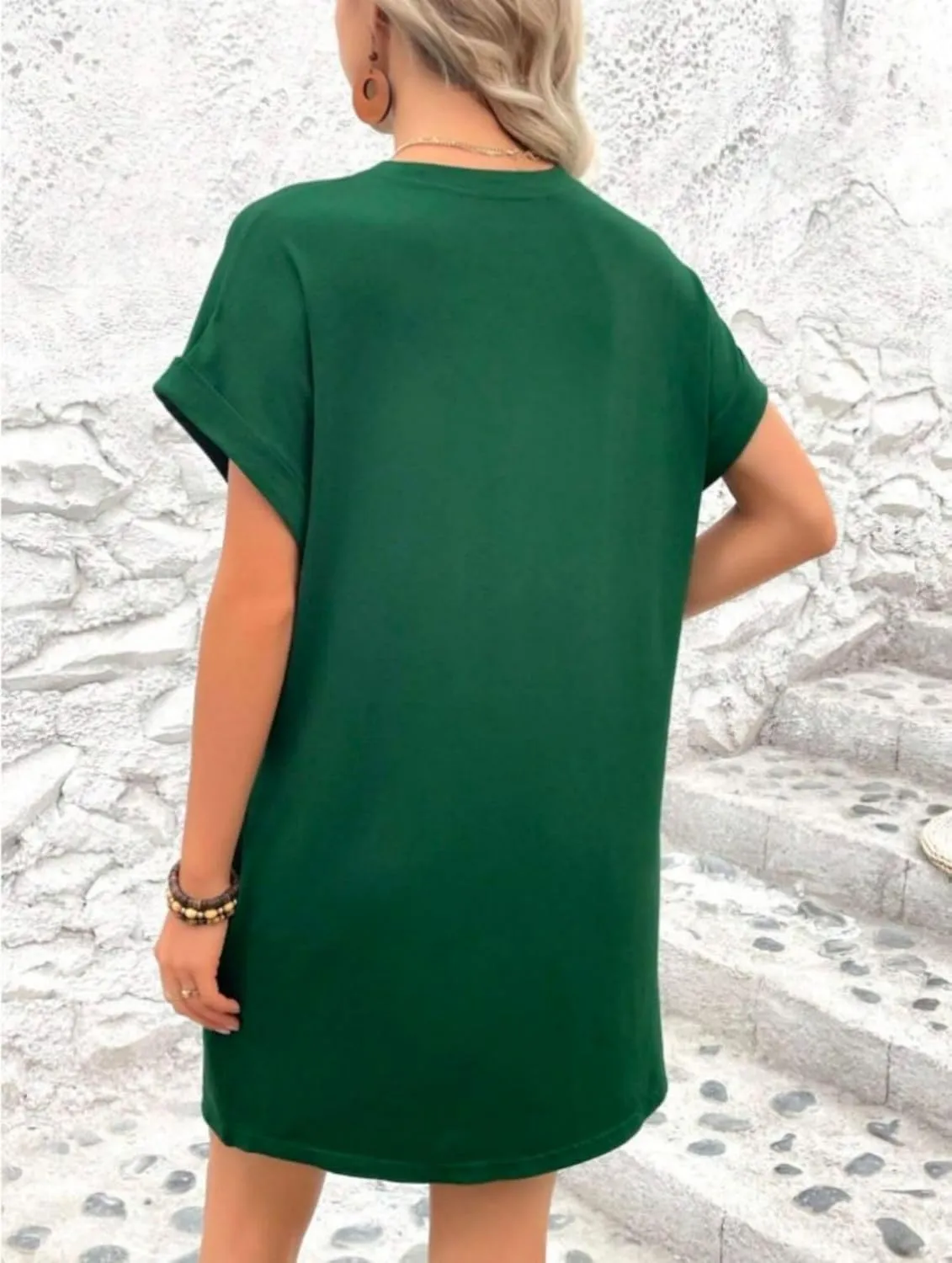 Dresses for Women Summer Batwing Sleeve Crew Neck Mini Dress Solid Color Casual Dressy Sundress Loose Fit Dresses