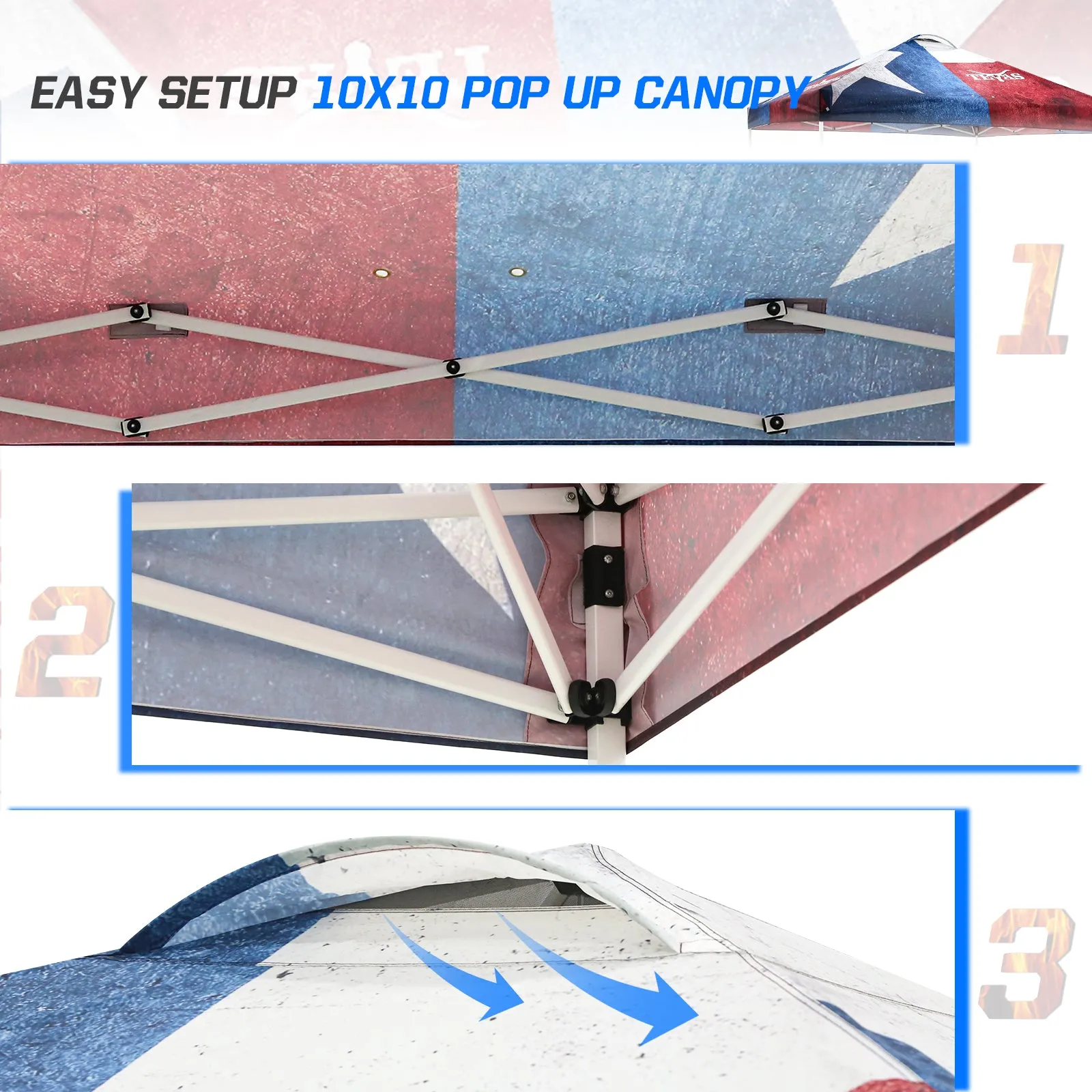 Eagle Peak SHADE GRAPHiX Easy Setup 10x10 Pop Up Canopy Tent with Digital Printed Tex