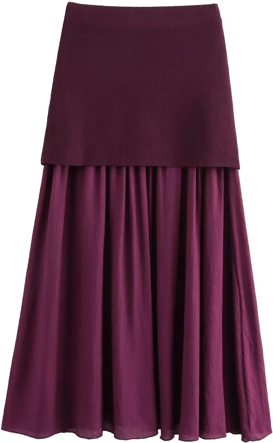 efvandoloe Summer Knitted Spliced Pleated Long Skirts Women Elegant Beige Skirt