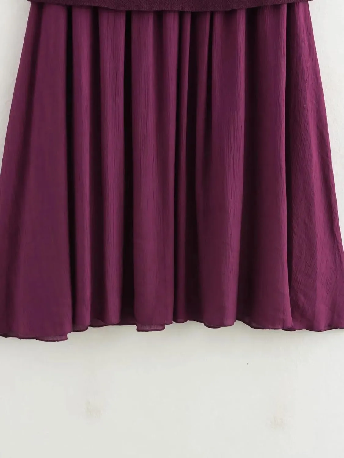 efvandoloe Summer Knitted Spliced Pleated Long Skirts Women Elegant Beige Skirt
