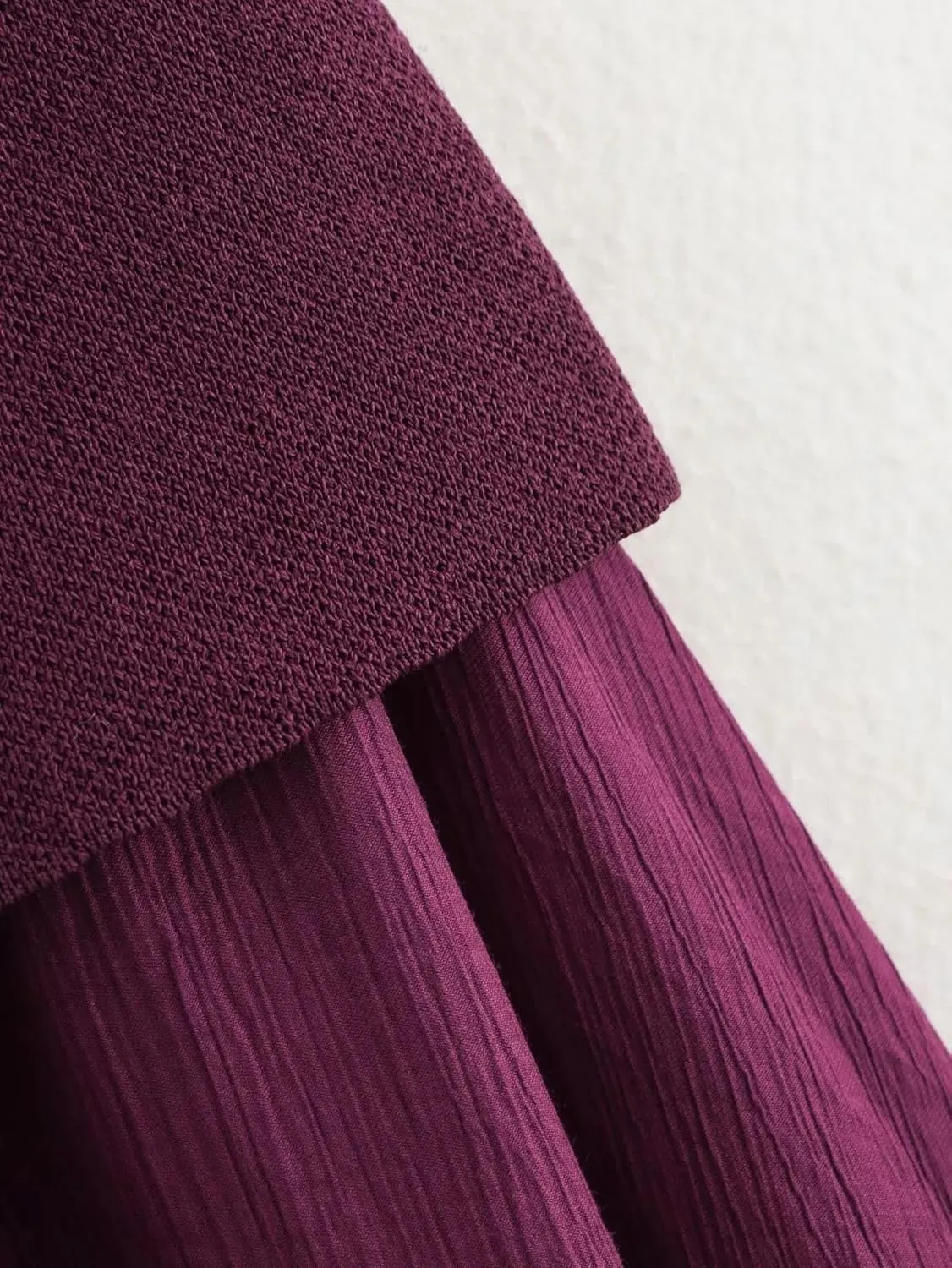 efvandoloe Summer Knitted Spliced Pleated Long Skirts Women Elegant Beige Skirt