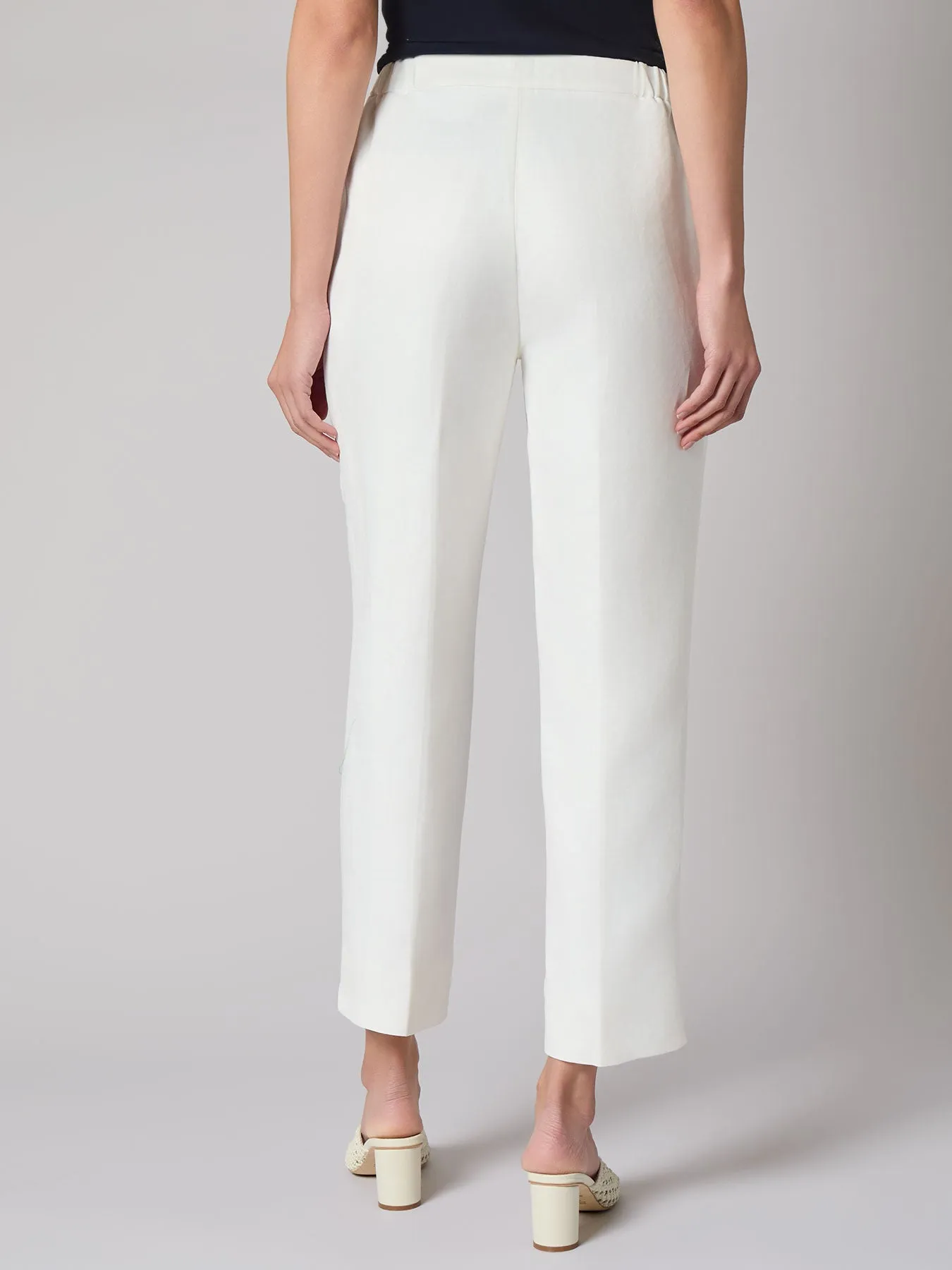 Elastic Back Side Slit Pant, Linen