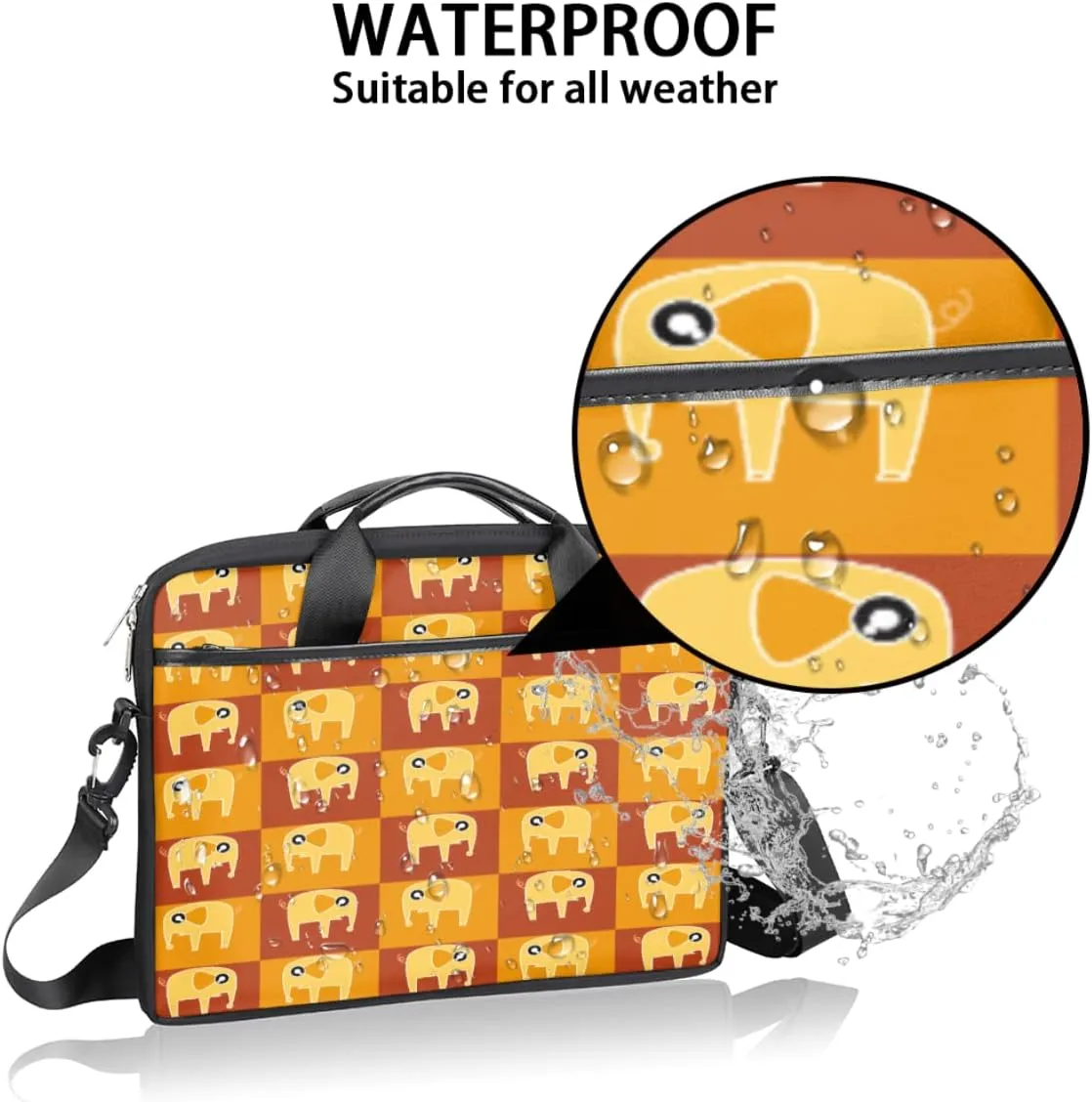 Elegant Floral Flower Laptop Shoulder Messenger Bag Waterproof Laptop Briefcase Handle Padded Strap