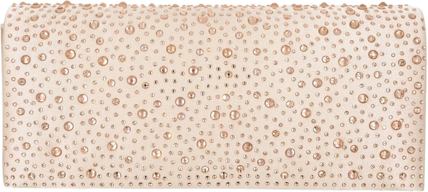 Elegant Satin Flap Crystal Clutch Evening Bag - Diff Colors Avail