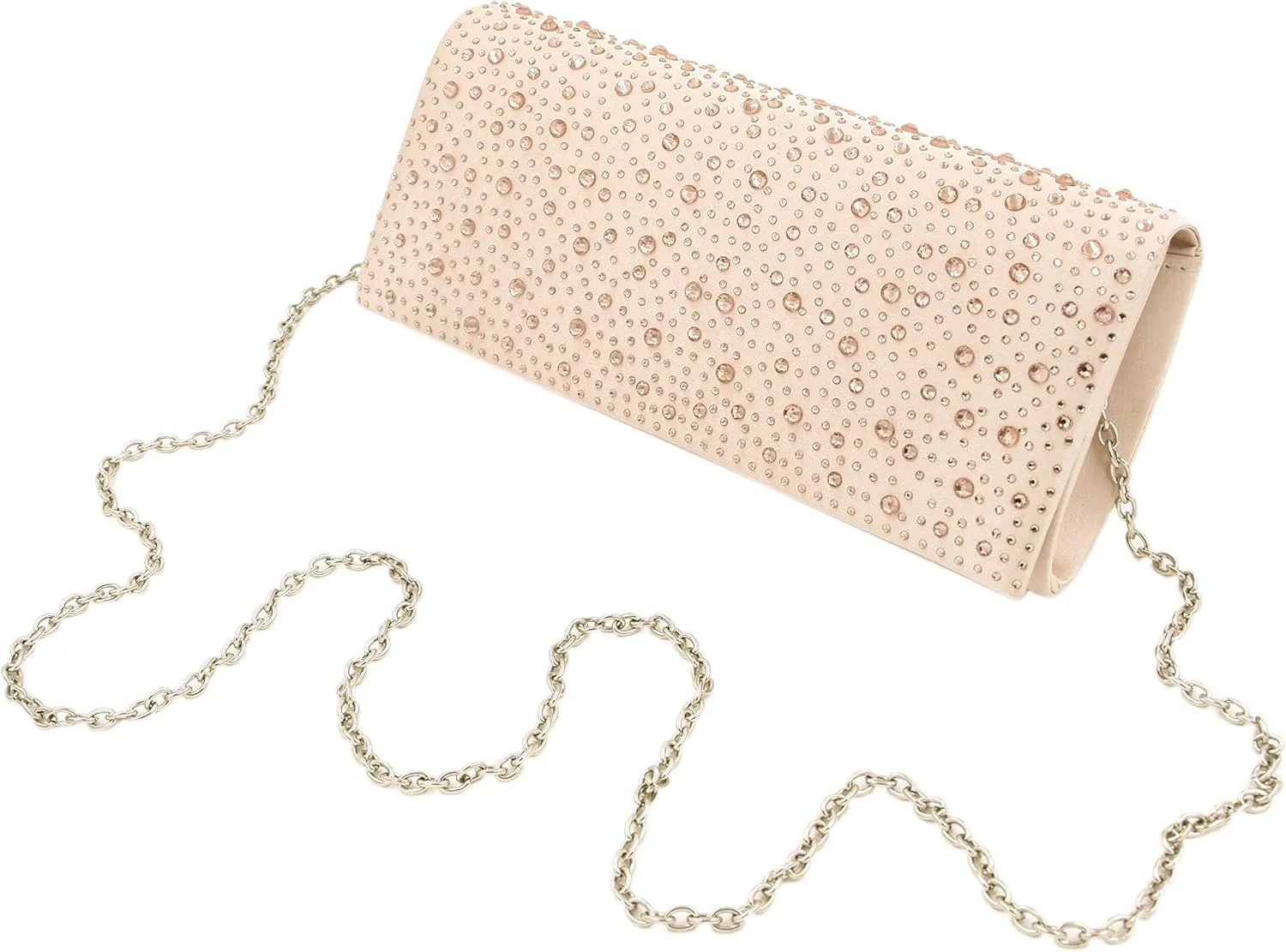 Elegant Satin Flap Crystal Clutch Evening Bag - Diff Colors Avail