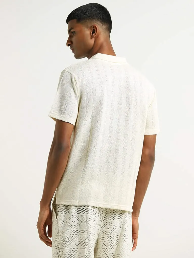 ETA Off-White Knitted Relaxed Fit Polo T-Shirt