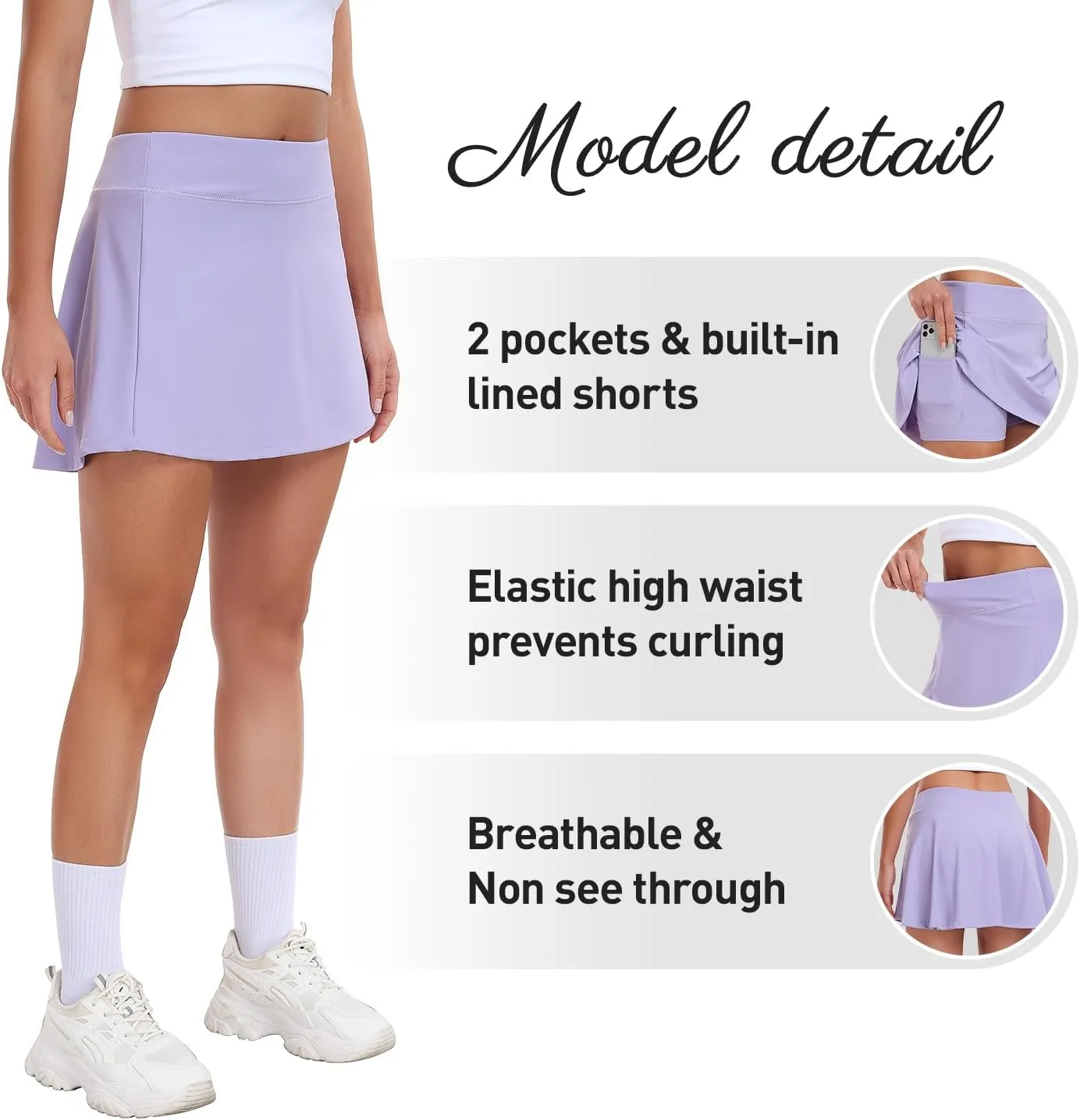 Femdouce 1-2 Pack Womens Athletic Tennis Skirts with Pockets High Waisted Golf Skort Skirts Workout Lightweight Golf Skirt