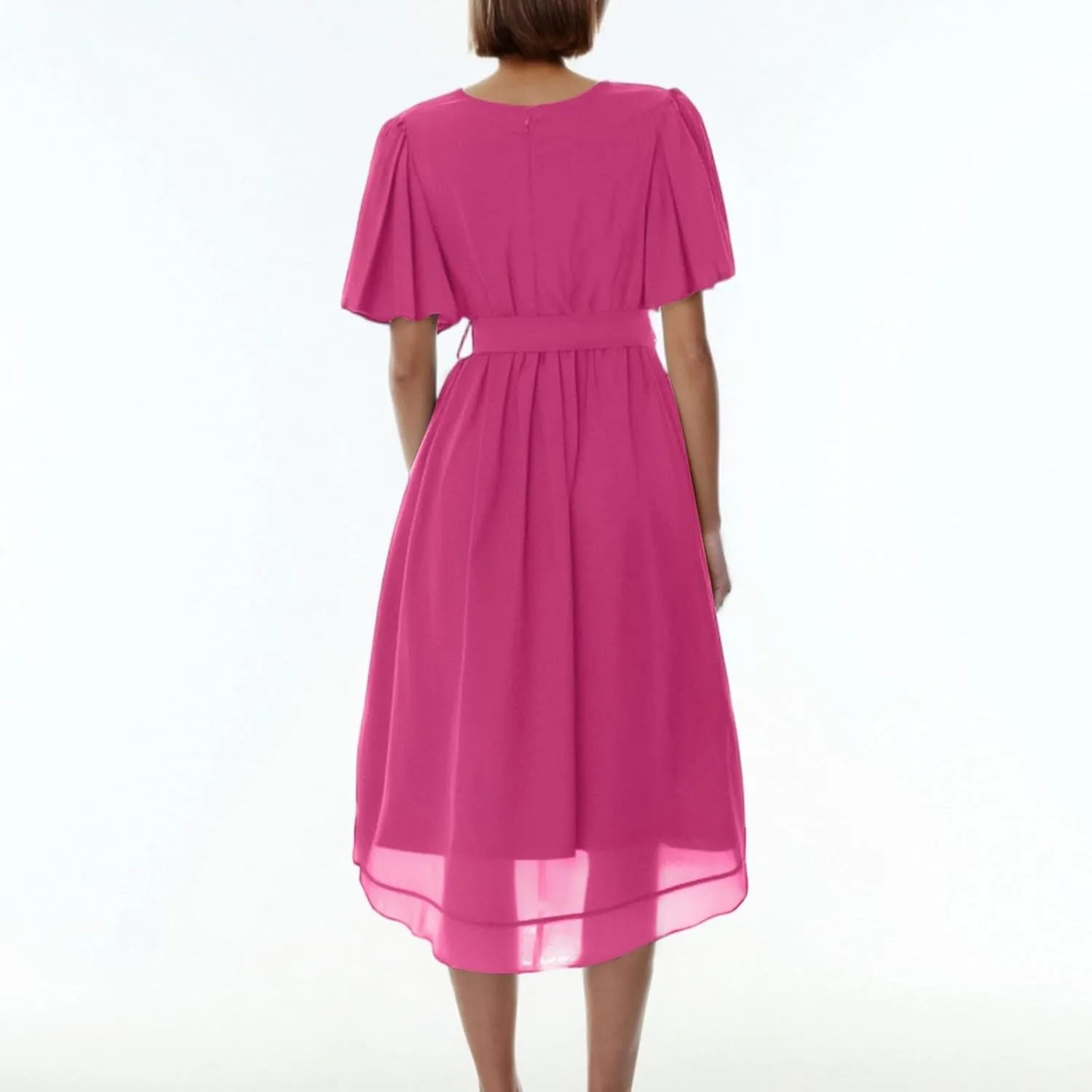 Floral Chiffon Midi Cocktail Dresses for Women 2025 Elegant Classy Summer Beach Flowy Sexy Deep V Neck Wrap Dress