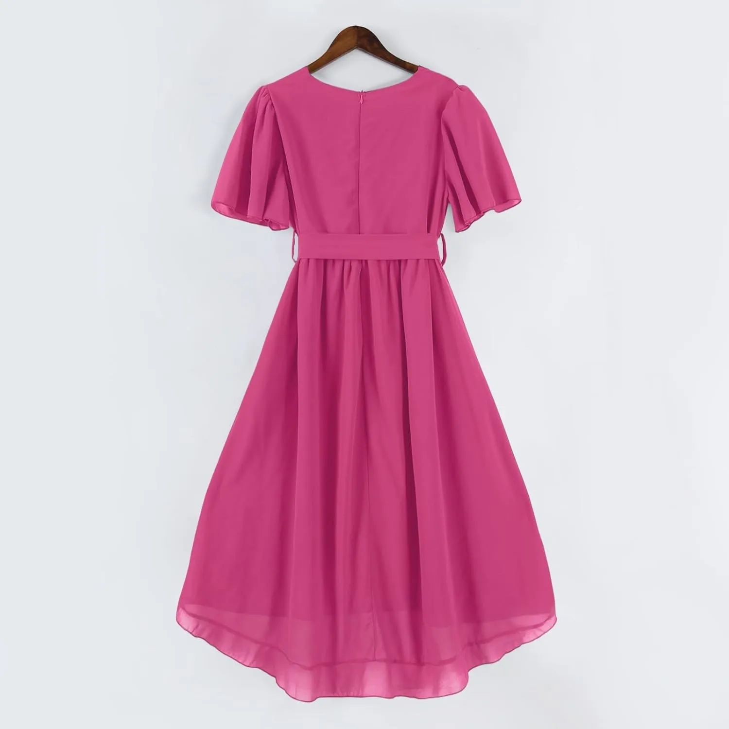 Floral Chiffon Midi Cocktail Dresses for Women 2025 Elegant Classy Summer Beach Flowy Sexy Deep V Neck Wrap Dress
