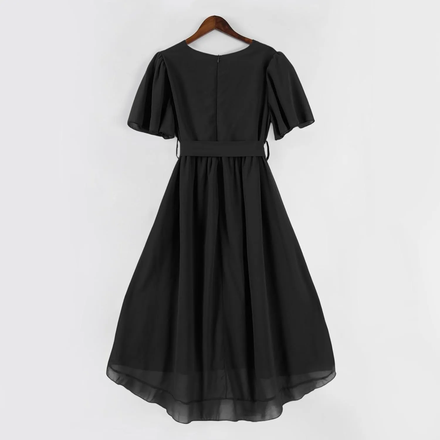 Floral Chiffon Midi Cocktail Dresses for Women 2025 Elegant Classy Summer Beach Flowy Sexy Deep V Neck Wrap Dress