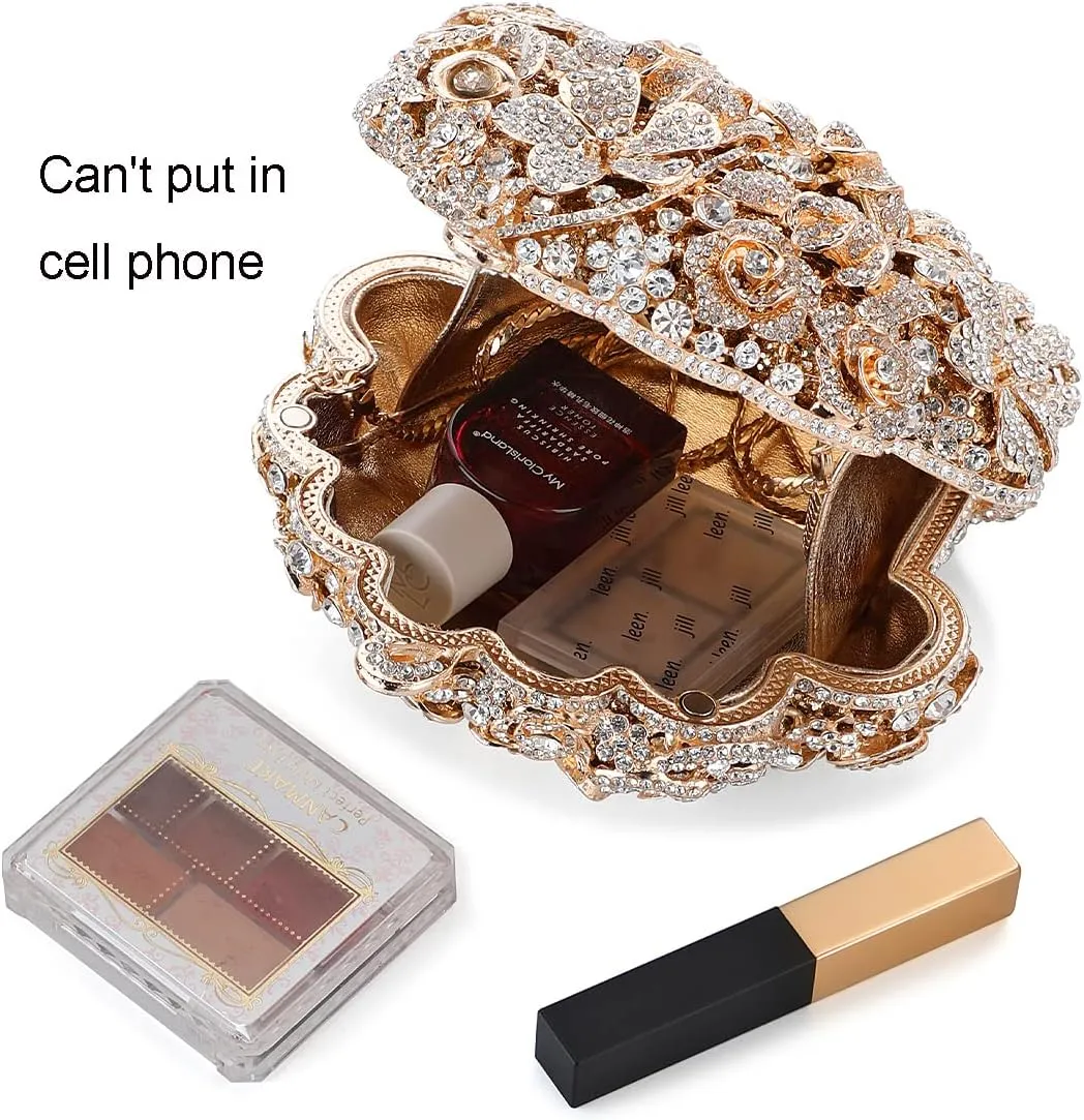 Flower Crystal Evening Clutch Bag Elegant Bride Wedding Party Purse for Women