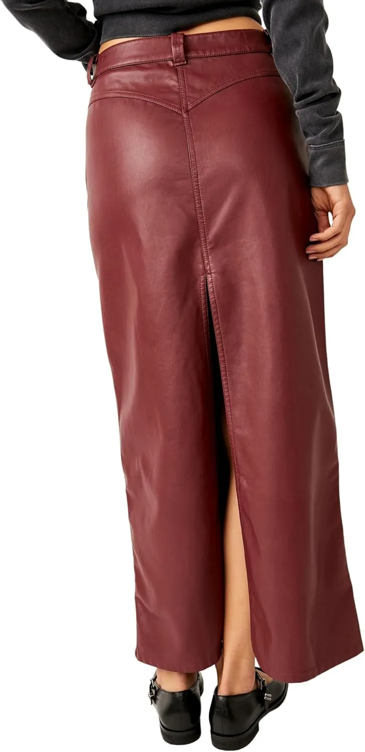 Free People Women's City Slicker Vegan Maxi Skirt