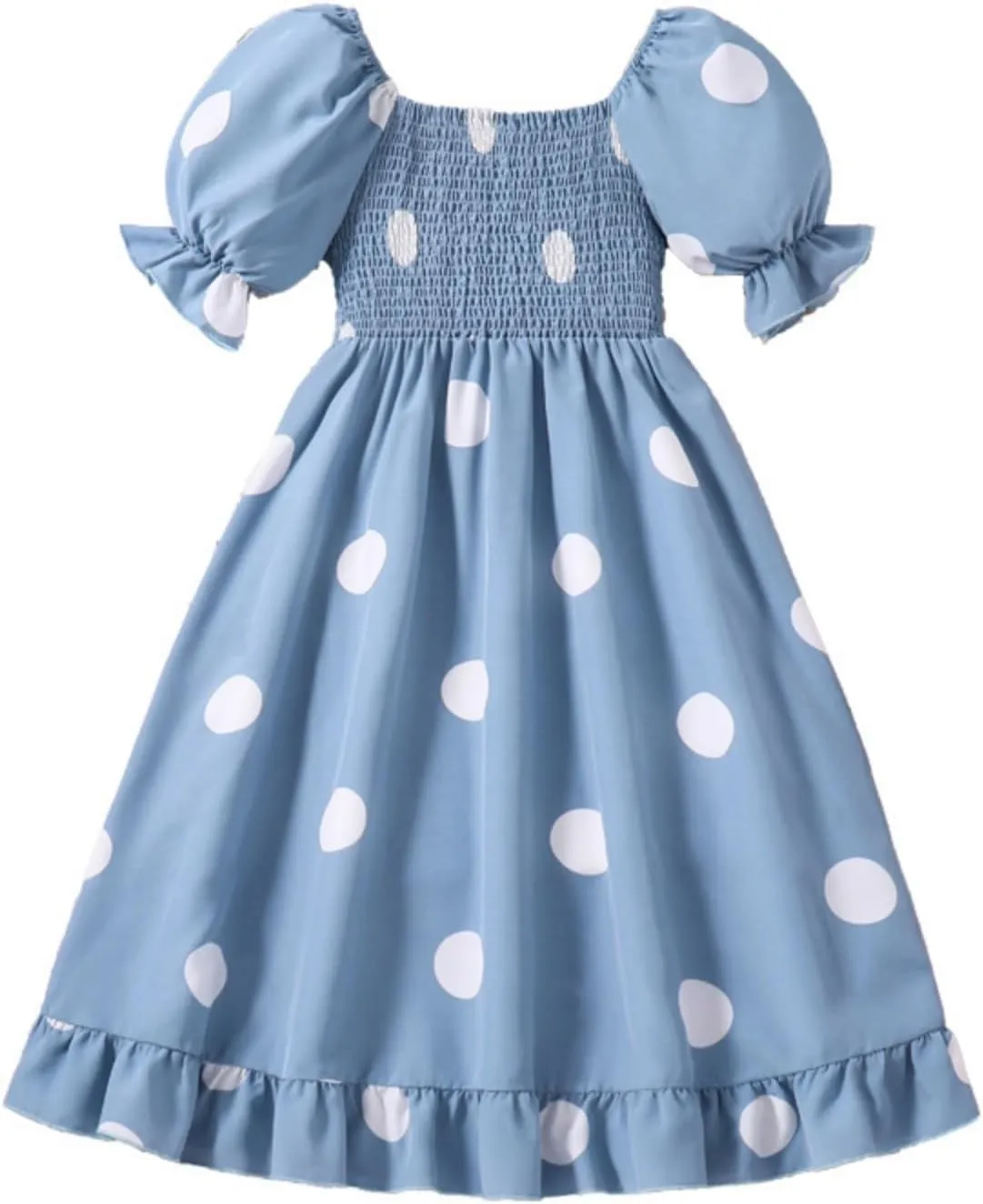 Girls Summer Dress Bubble/Ruffle A-Line Smocked/Dot/Floral Print Striped Midi Dresses Casual Cute Party Outfits