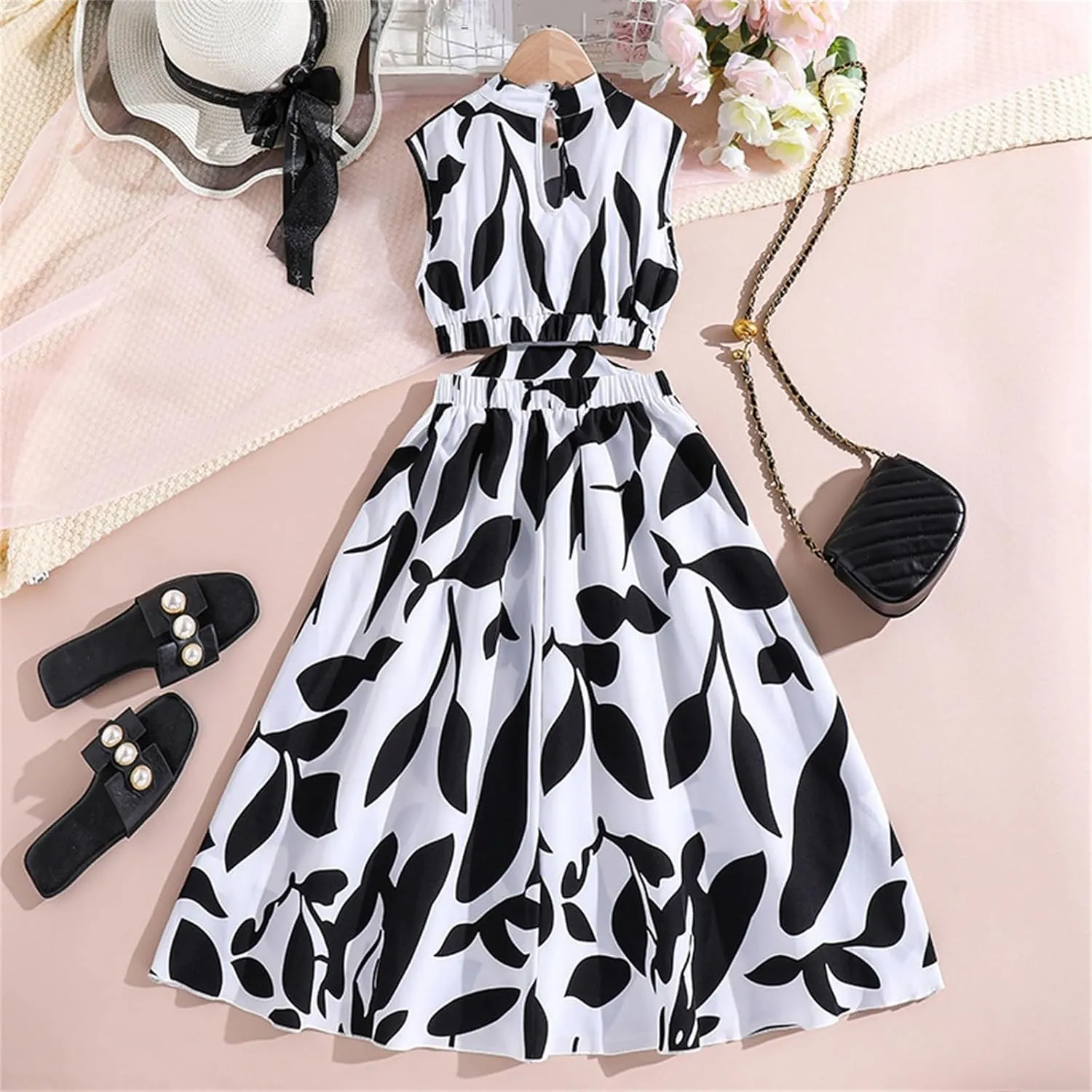 Girls Summer Dress Bubble/Ruffle A-Line Smocked/Dot/Floral Print Striped Midi Dresses Casual Cute Party Outfits