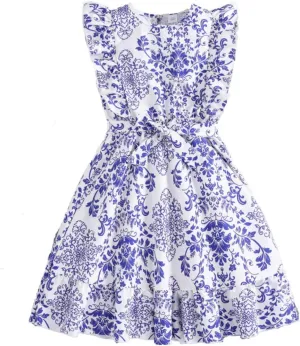 Girls Summer Dress Bubble/Ruffle A-Line Smocked/Dot/Floral Print Striped Midi Dresses Casual Cute Party Outfits