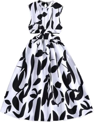 Girls Summer Dress Bubble/Ruffle A-Line Smocked/Dot/Floral Print Striped Midi Dresses Casual Cute Party Outfits