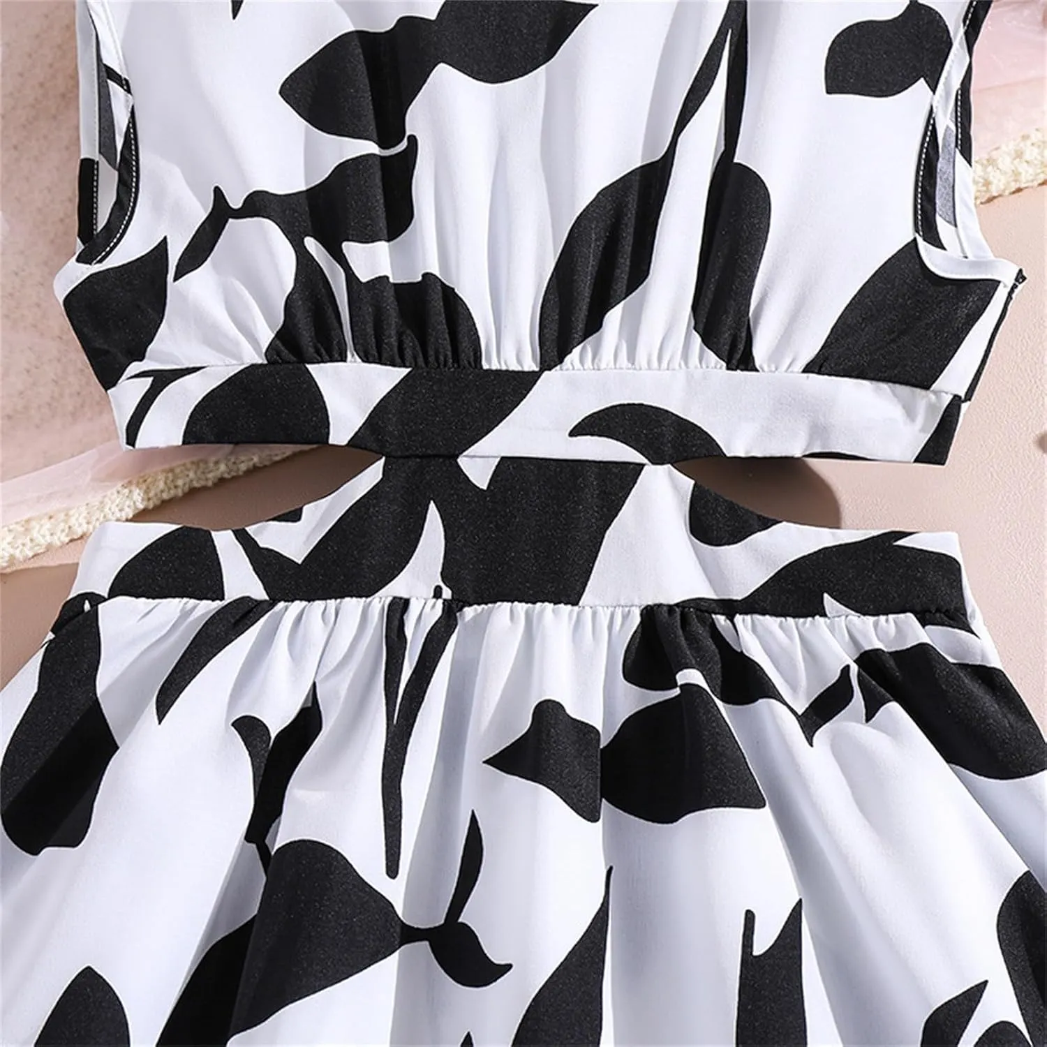 Girls Summer Dress Bubble/Ruffle A-Line Smocked/Dot/Floral Print Striped Midi Dresses Casual Cute Party Outfits
