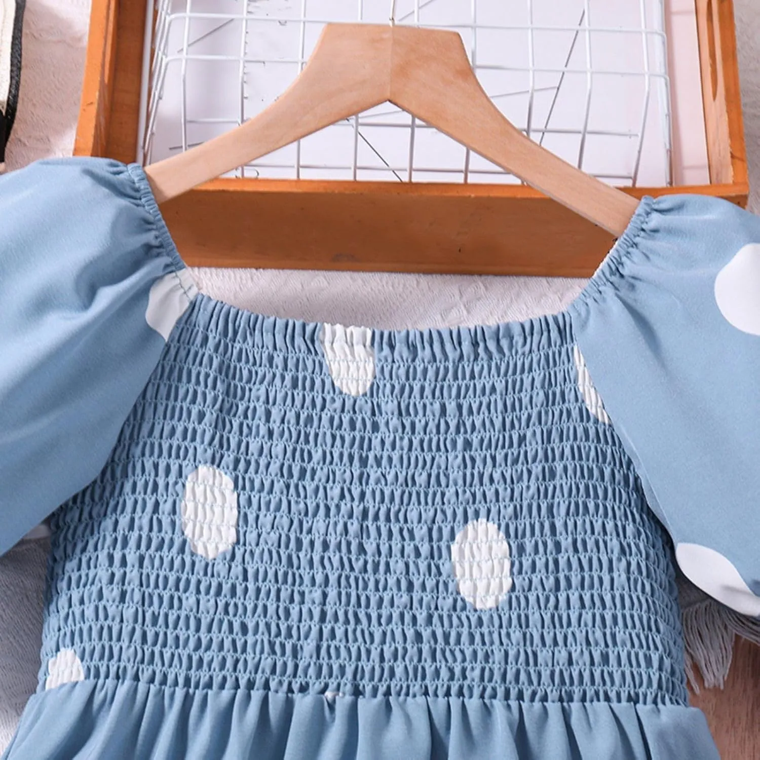 Girls Summer Dress Bubble/Ruffle A-Line Smocked/Dot/Floral Print Striped Midi Dresses Casual Cute Party Outfits