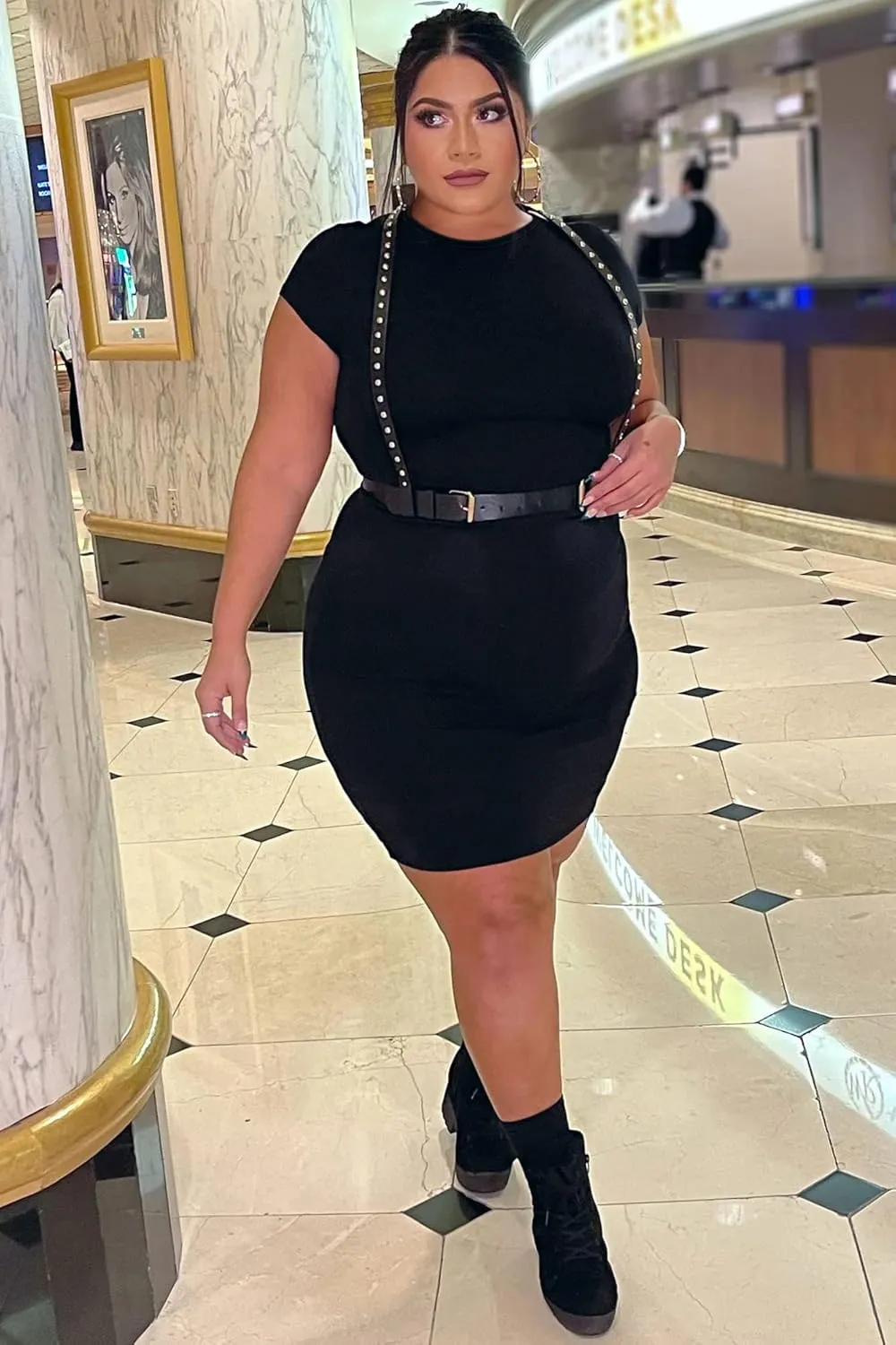 GOBLES Women's Short Sleeve Casual Bodycon Midi Elegant Cocktail Party Dress