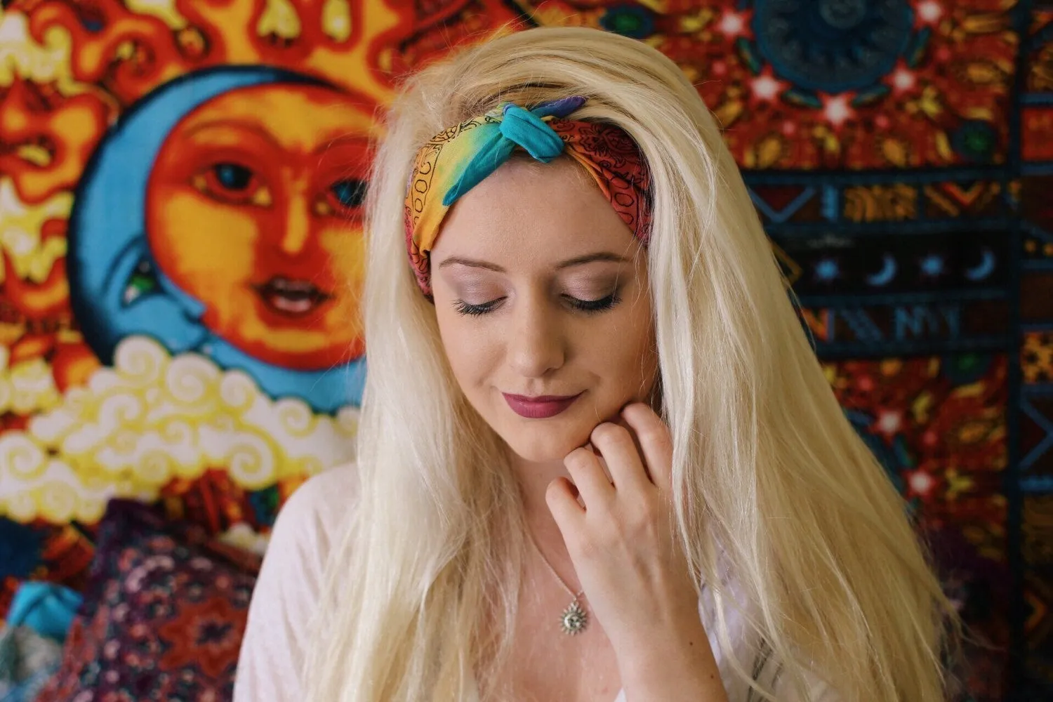 Hand Dyed Rainbow Bandanas, Head Wraps, Cotton Head Bands, Tie Dye Hair Accessories