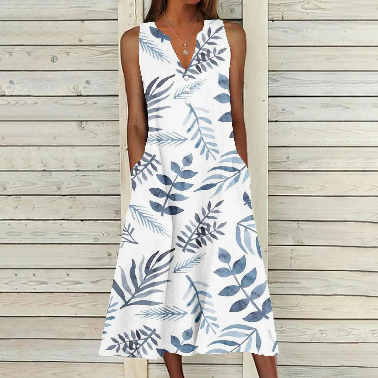 Hawaiian Beach Sundresses for Women Fall Summer Sleeveless Vneck Flower Maxi Long Dress Sundresses Women 2025