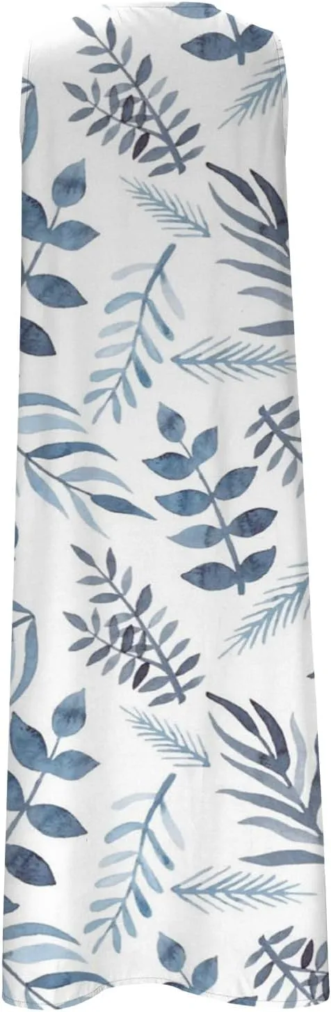 Hawaiian Beach Sundresses for Women Fall Summer Sleeveless Vneck Flower Maxi Long Dress Sundresses Women 2025