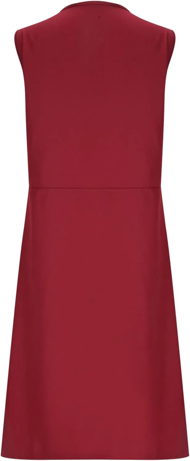 HGps8w Women's Sleeveless Button Down Midi Dress Plus Size Elegant V Neck Solid Color Casual Swing Dresses with Pockets