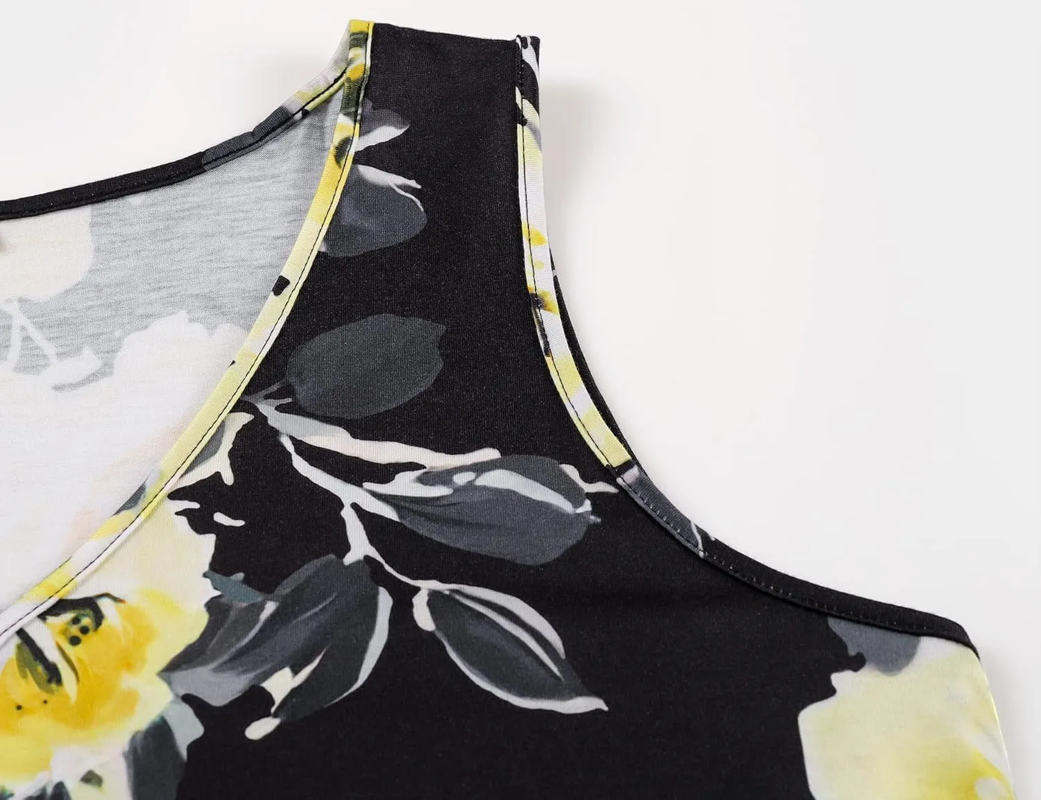Ivicoer Women's Summer Beach Dresses V-Neck Floral Printed Tank Swing Dress Plus Size with Pocket(L-5XL)