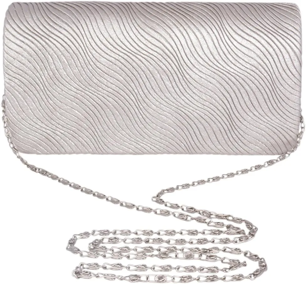 Ladies Clutch Bag Satin Pleated Wedding Bridal Evening Bag Elegant Purse