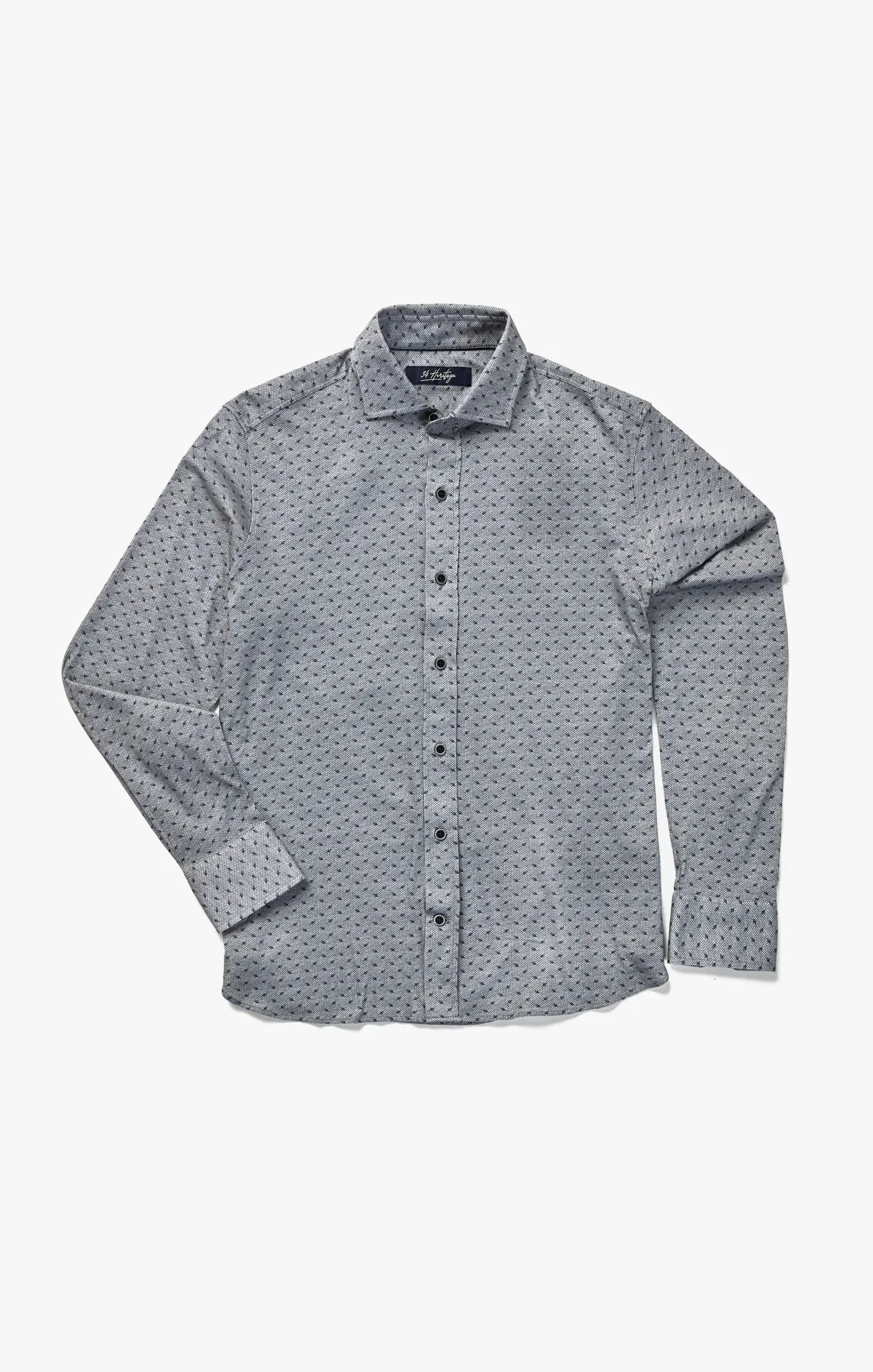 Leaf Design Shirt In Grey Melange