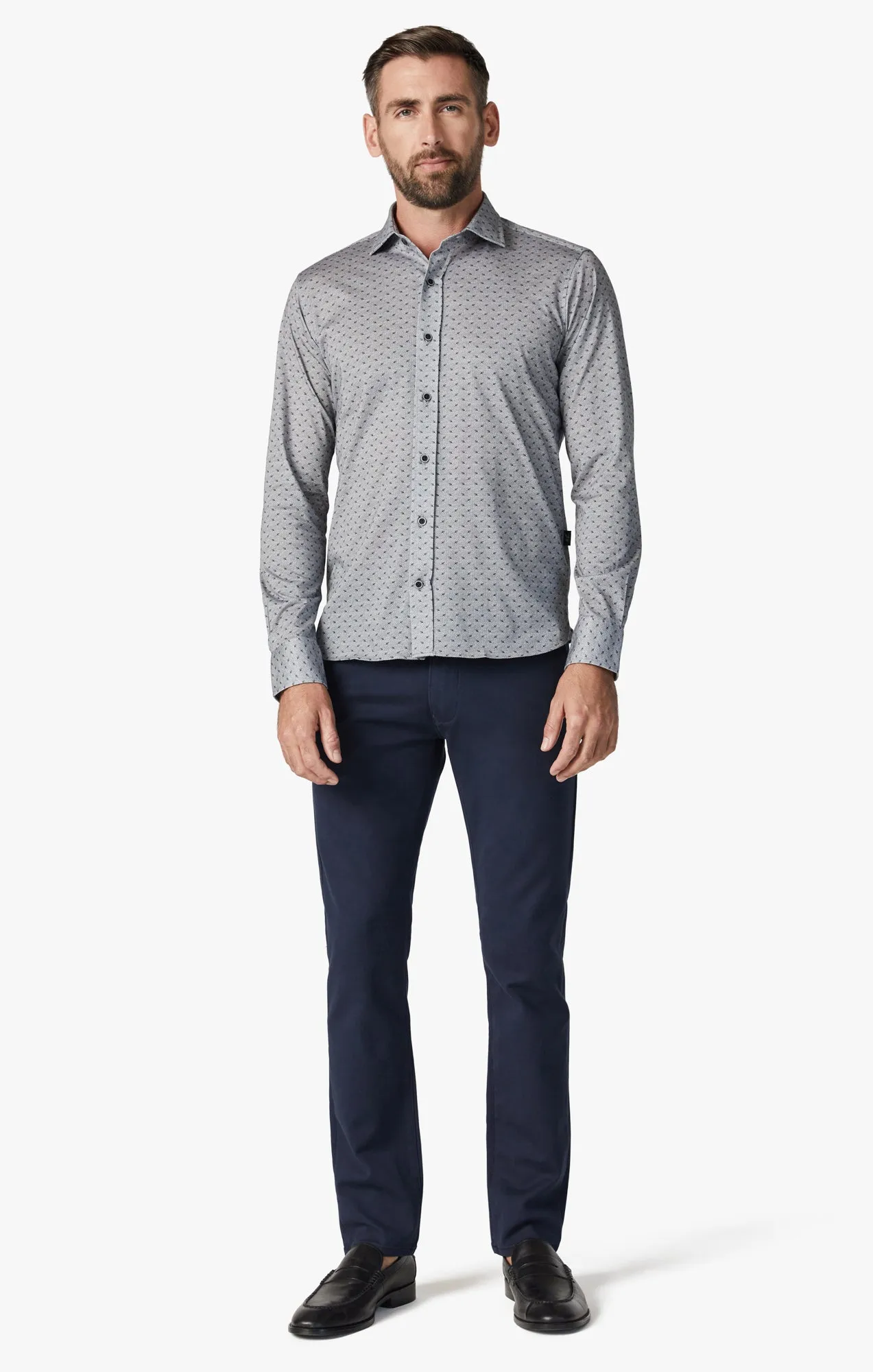 Leaf Design Shirt In Grey Melange