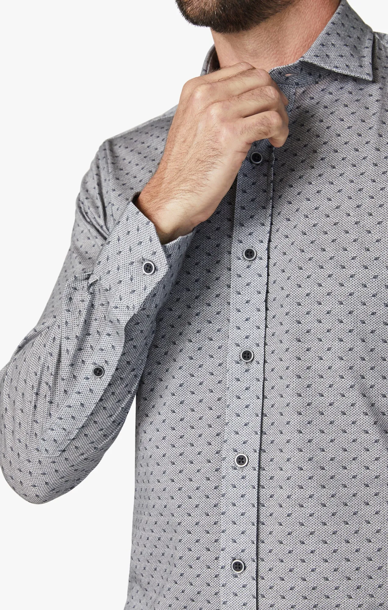 Leaf Design Shirt In Grey Melange