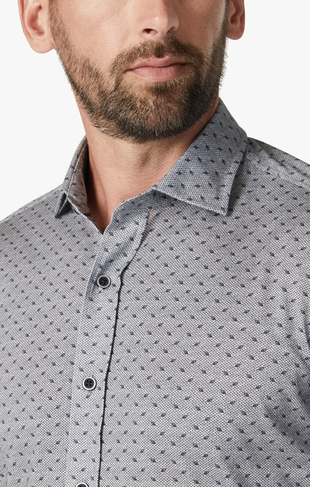 Leaf Design Shirt In Grey Melange