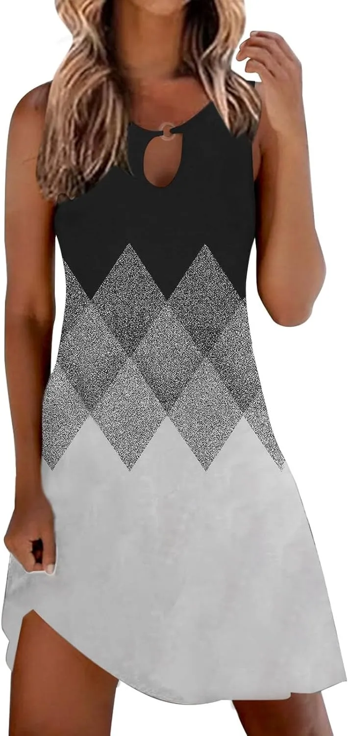 Long Sundresdes for Women Sun Dresses for Women 2025 Vacation Beach Casual Summer Sundresses Sleeveless Tank Short